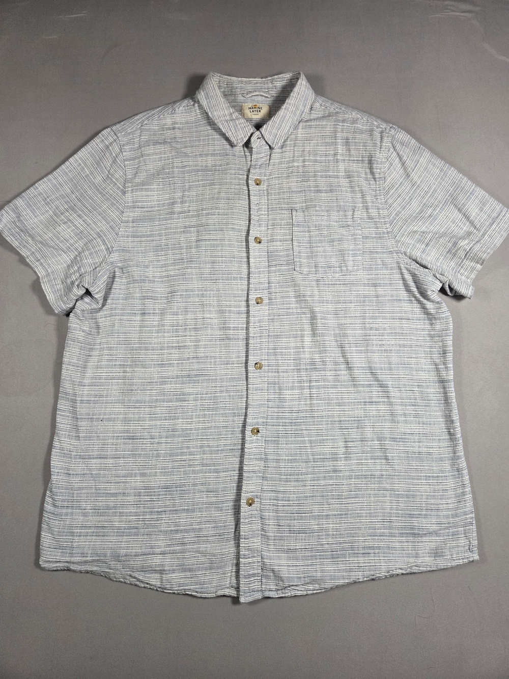 Marine Layer Light Blue Striped Short Sleeve Button-Down Size L-XL